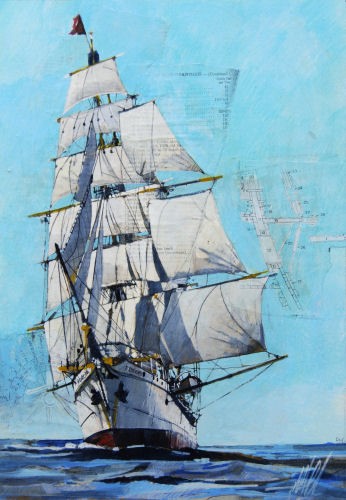 'Tallship Sailing' by artist Malcolm Cheape